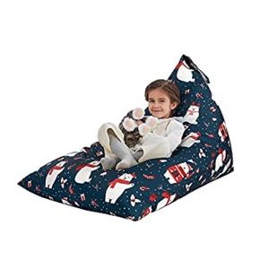 Christmas Extra large Stuffed Animal Storage Bean Bag Chair Cover Only-Navy Blue